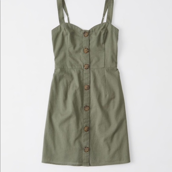 Abercrombie and Fitch Button-Up Cami Dress Olive - Picture 1 of 2